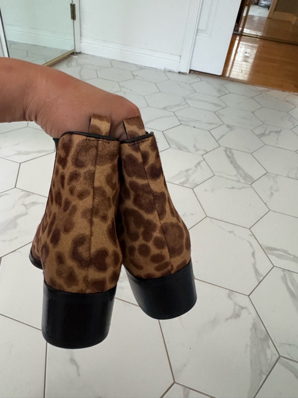 Marc Fisher Leopard Print Chelsea Bootie in Brown and Black - Picture 7 of 10